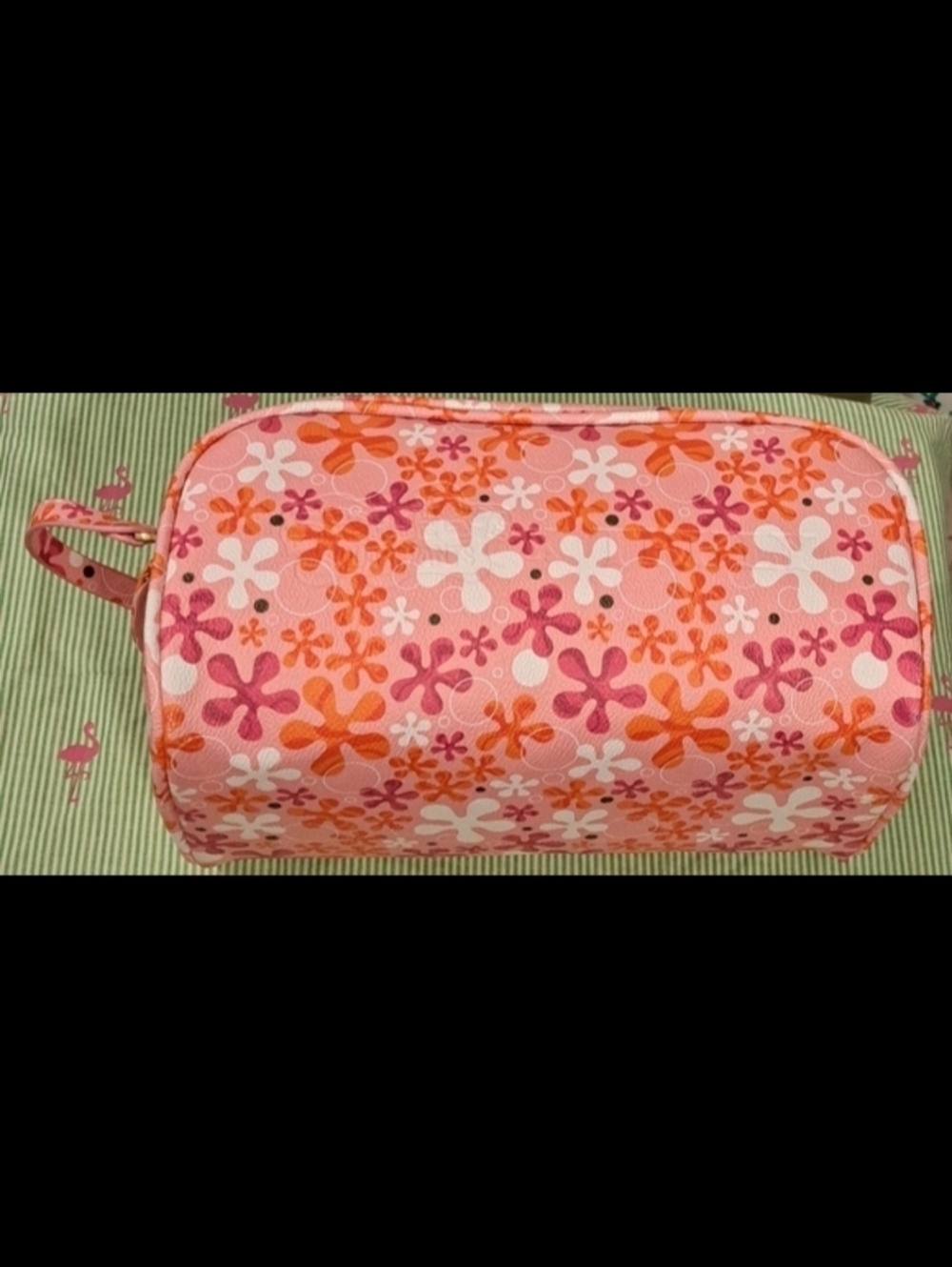 NWOT Truly × SpongeBob Pink Floral Vegan XL Travel Cosmetic Makeup Beauty Bag